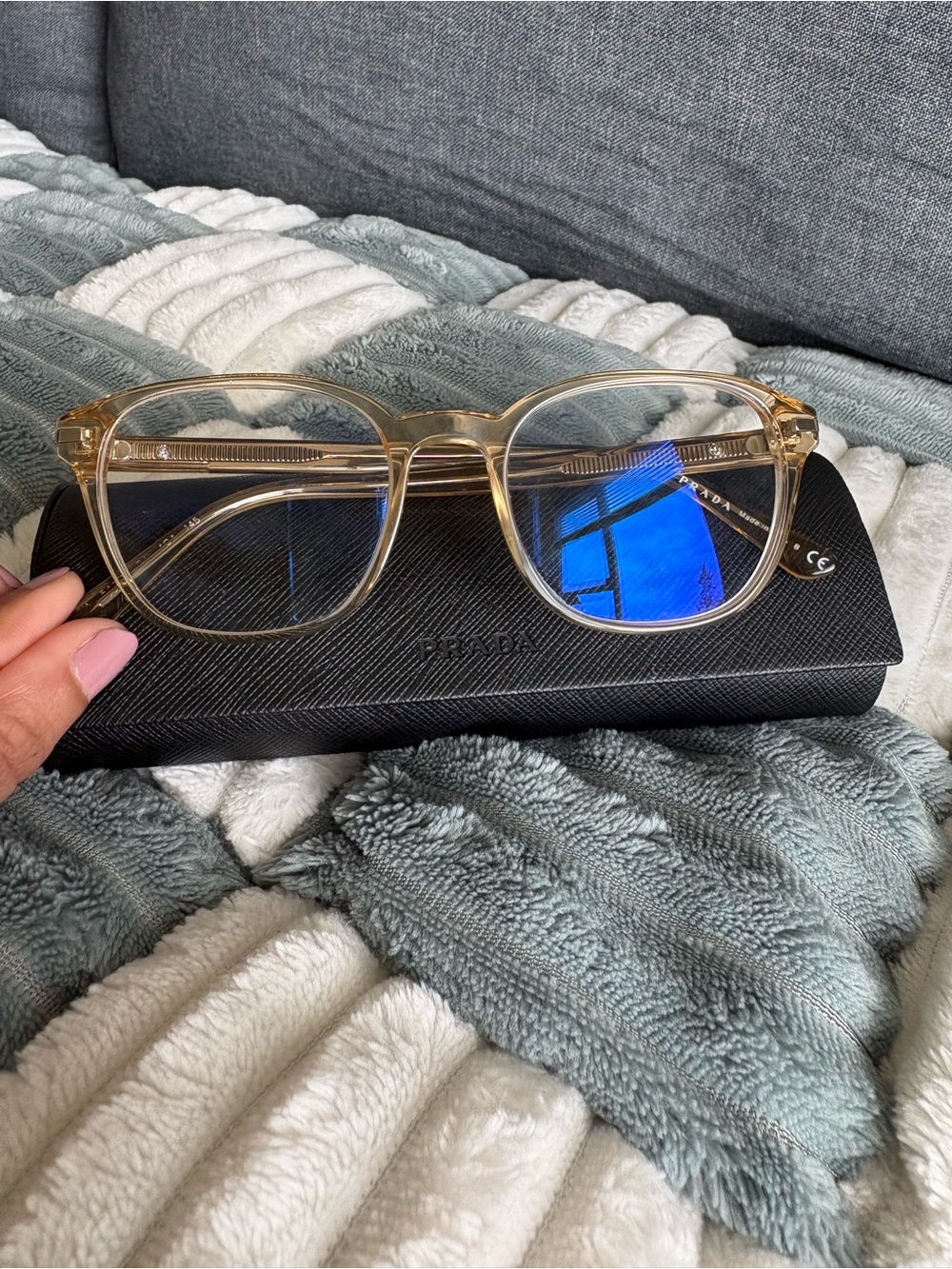 Prada Translucent Champagne Blue Light Glasses